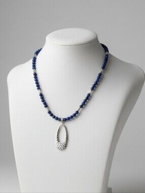 NWT Blue and Silver Necklace with Striking Pendant